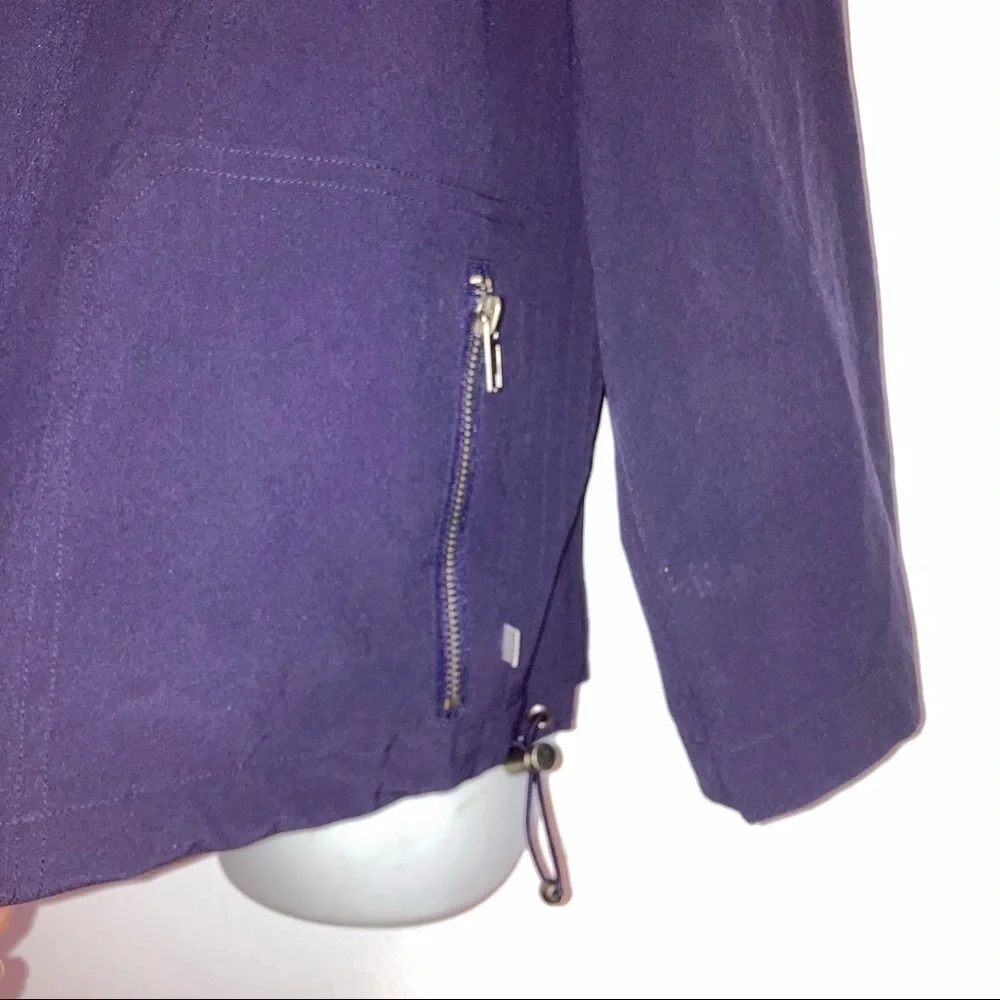 Zenergy Chico’s Navy Lightweight Poly Blend Zip Front Jacket 1 8 M